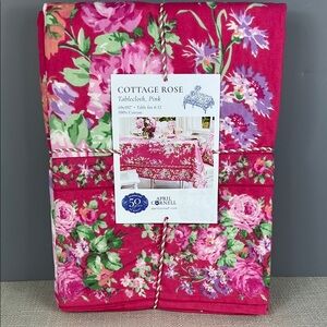 April Cornell Cottage Rose Pink Floral Tablecloth 60" x 102" Cotton NEW